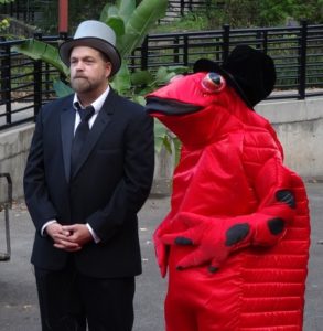 DLiA Executive Director, Todd Witcher, with Big Red the salamander